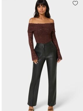 Bebe high waist vegan letter fit and flare pants